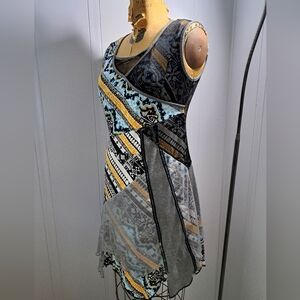 C’Fait Pour Vous Paris Abstract Sheer Layered Cotton/Spandex Dress Women's Sz S